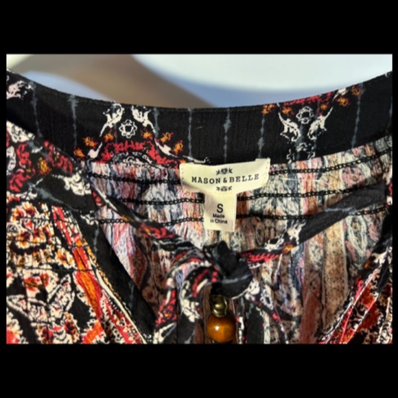 Mason & Belle Peasant Boho Top/Blouse Black/Red/ Multicolor Size S - NWT - Picture 7 of 14